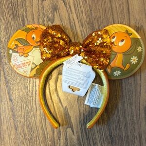 Orange Bird Sequin Bow Mouse Ears Headband